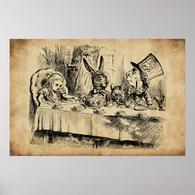Poster A Mad Tea-Party (1865), por John Tenniel (Frente)