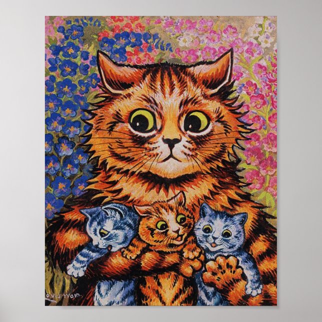 Poster A Mãe Gato - Trabalho de arte Louis Wain - Gatos E (Frente)