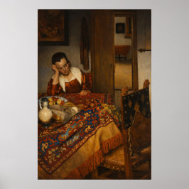 Poster A maid asleep by Johannes Vermeer
