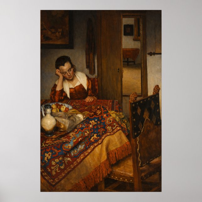 Poster A maid asleep by Johannes Vermeer  (Frente)