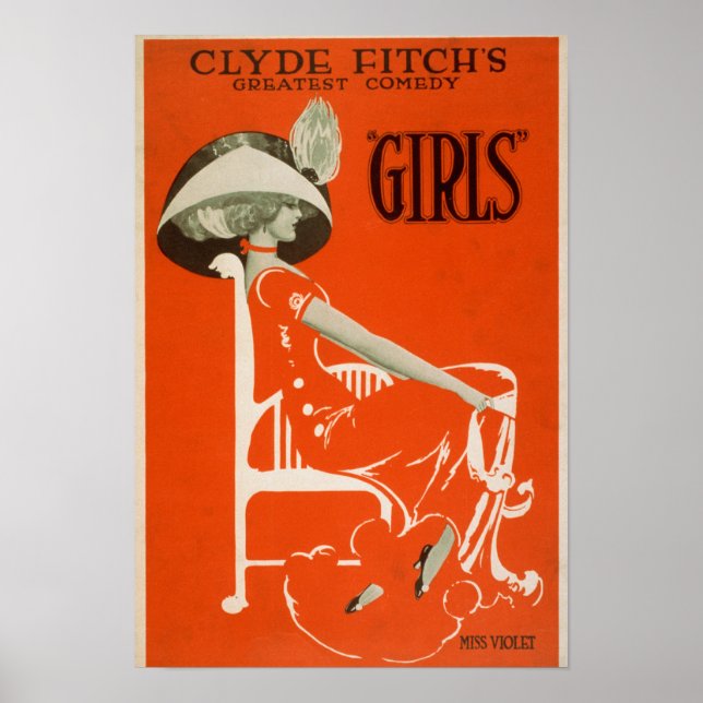 Poster A maior comédia de Clyde Fitch, "Girls" Theater 2 (Frente)