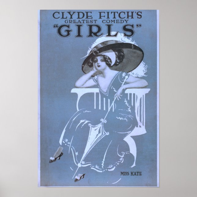Póster A maior comédia de Clyde Fitch, o teatro "Girls" (Frente)