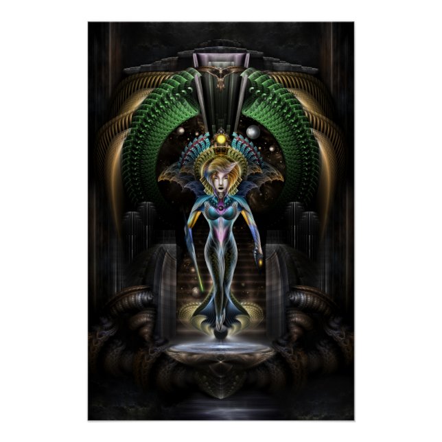 Póster A Majestade De Trilia Fractal Fantasy Retrato (Frente)