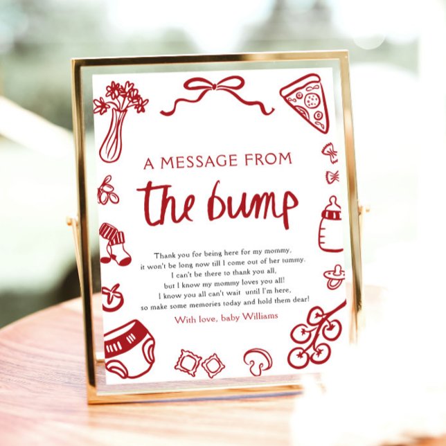 Poster A Mão Italiana Desenhou Uma Mensagem Do Sinal De B (Italian Hand Drawn A Message From The Bump Sign)