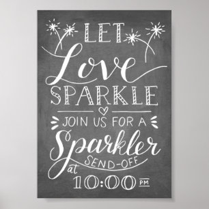 Póster A mão rotulada deixou o Sendoff do Sparkler da
