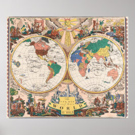 Poster A map of the world (1682) by John Playford.