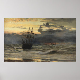 Póster A Mar-Praia após uma estadia da tempestade,