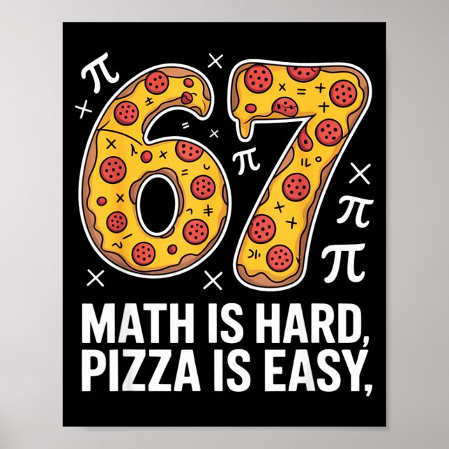 Poster A matemática é difícil, pizza é fácil dia engraçad (Frente)