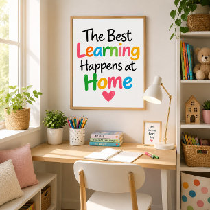 Poster A Melhor Aprendizagem Acontece em Casa Colorido