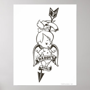Poster A menina B&W do pai de PEBBLES™