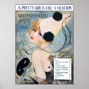Póster A menina bonito do vintage é como uma melodia