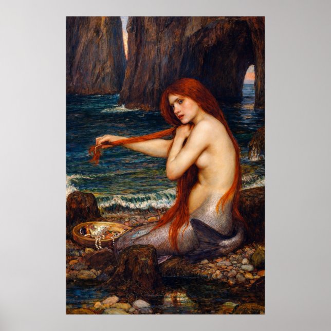 Poster A Mermaid by John William Waterhouse (Frente)