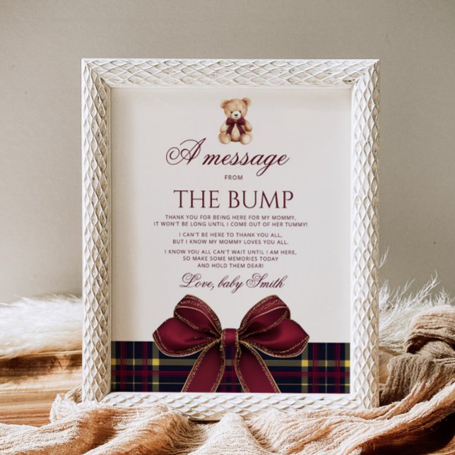 Poster A message from the bump Teddy Bear Red Bow (Criador carregado)