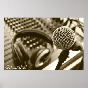 Póster A microphone and headphones