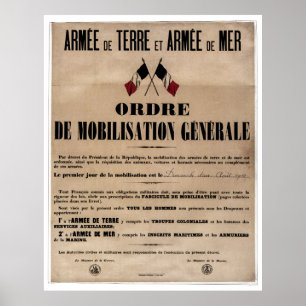 Póster A mobilização em France o 1º de agosto de 1914