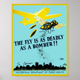 Póster A mosca é tão mortal quanto um bombardeiro
