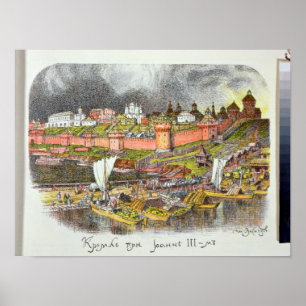 Póster A Moscovo Kremlin na época do Tsar Ivan III