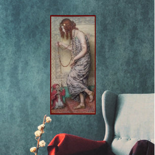 Poster A mulher do Art Nouveau e a pintura do macaco