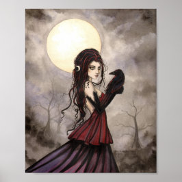 Póster A Mulher Gótica Raven Fantasy Wiccan Art