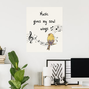 Poster A Música Dá Asas à Minha Alma Citação de Amantes d