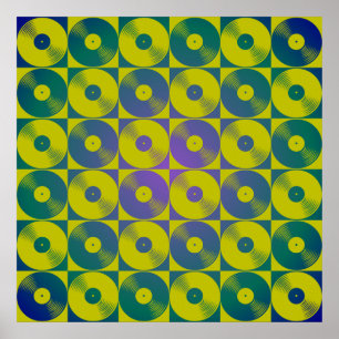 Póster A música do vinil grava o quadrado do estilo do