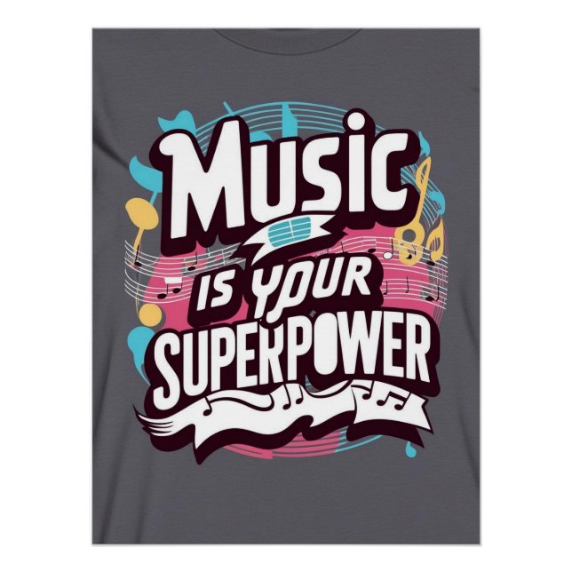 Póster A Música é Seu Superpoder opção 2 (Frente)