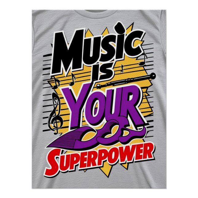 Póster A Música é Seu Superpoder opção 3 (Frente)