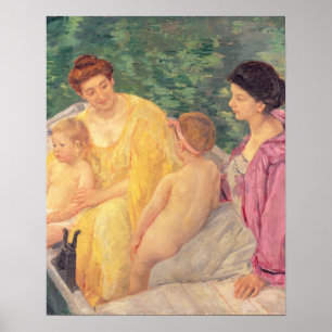 Póster A Natação ou Duas Mães e Seus Filhos em um