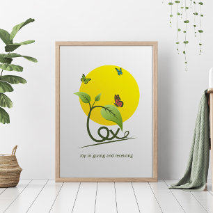 Poster A natureza inspirou a ilustração com a palavra AMO