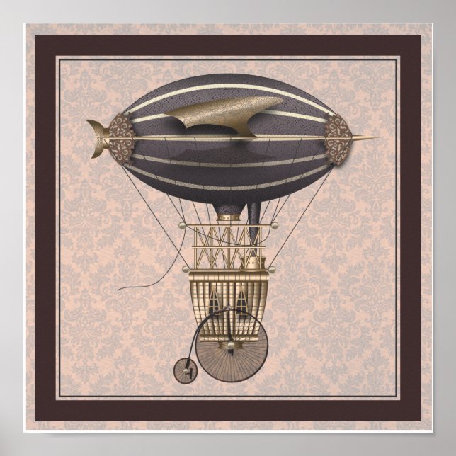 Póster A nave Penny Farthing Fantasy Flying Machine (Frente)
