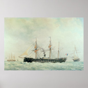 Póster A navio de guerra francesa, "La Gloire", 1880