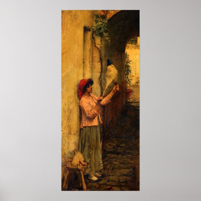 Poster A Neapolitan flax spinner by Waterhouse (Frente)