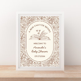 Poster A New Chapter Begins Book Baby Shower Welcome