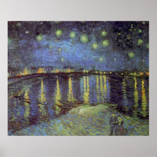 Póster A noite azul estrelada de Van Gogh sobre a pintura