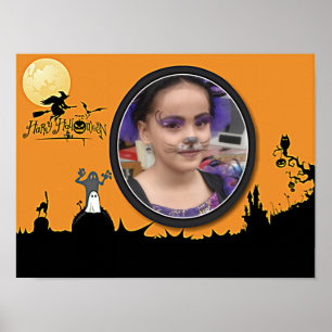 Poster A noite do Dia das Bruxas no fulgor alaranjado