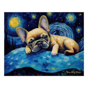 Póster A noite estrelada - Bulldog francês 003 - Qian wan