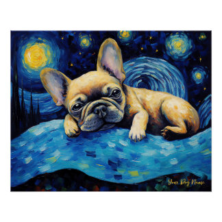 Póster A noite estrelada - Bulldog francês 003 - Qian wan
