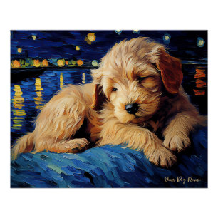 Póster A noite estrelada - Cachorro Goldendoodle 003 - Va