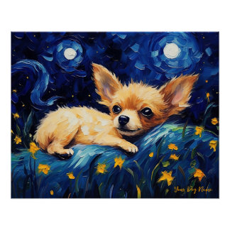 Póster A noite estrelada - Chihuahua Dog 001 - Qian wan G