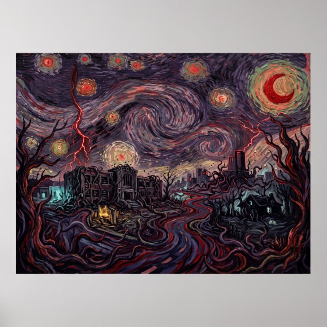 Poster A Noite Estrelada de Hawkins Invertida (Frente)