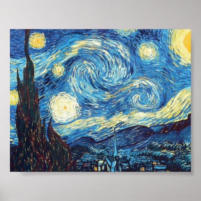 Póster A Noite Estrelada de Van Gogh (Frente)