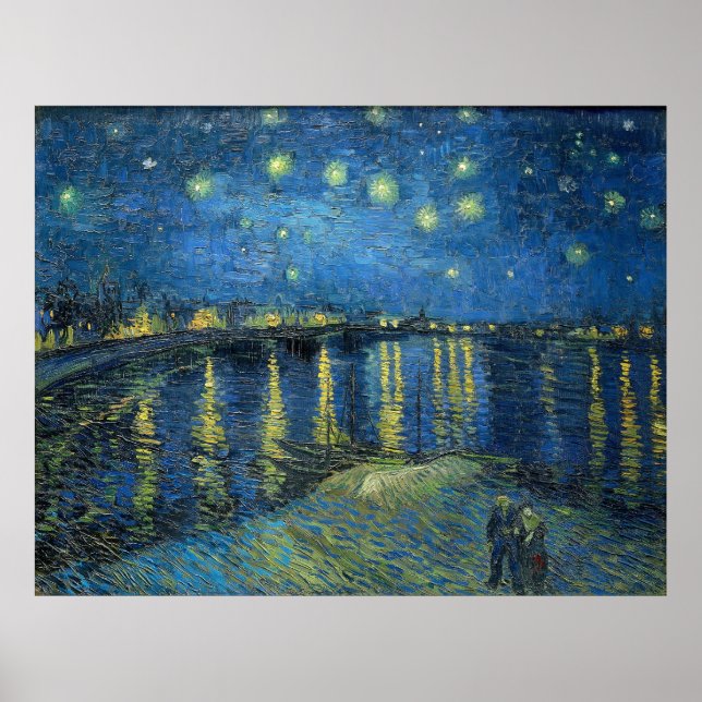 Poster A noite estrelada de Van Gogh sobre o Ródano (Frente)