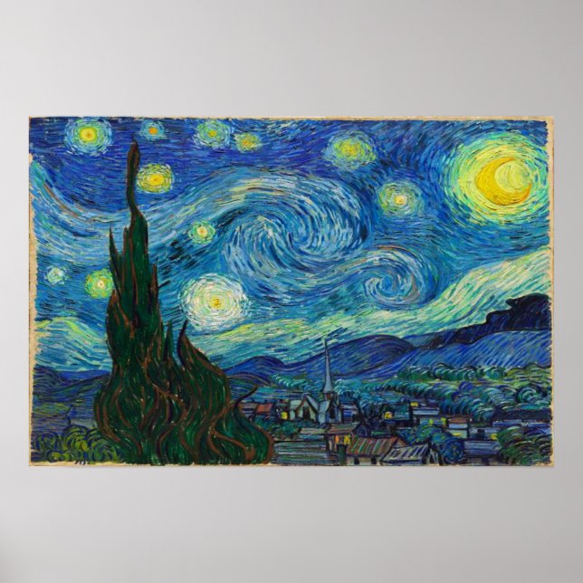 Poster A Noite Estrelada de Vincent van Gogh (Frente)