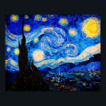 Poster A Noite Estrelada de Vincent Van Gogh<br><div class="desc">Vincent Van Gogh Na Noite Estrelada. Esta é uma antiga obra-prima do pintor mestre holandês Vincent Van Gogh. Esta pintura de paisagem artística fina tem uma cor bela,  vibrante e saturada. Vincent Van Gogh era um pintor impressionista holandês. Esta imagem está no dominio público</div>