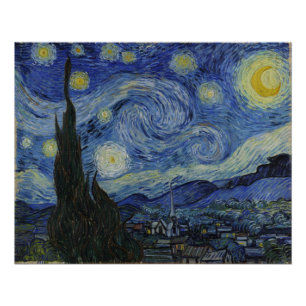 Póster A Noite Estrelada, pintura a óleo, Vincent Van Gog