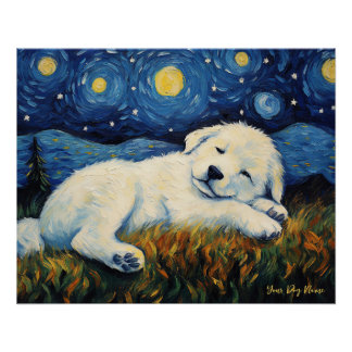 Póster A noite estrelada - Pirenéus Excelentes Puppy Dog