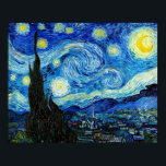 Poster A Noite Estrelada - Van Gogh<br><div class="desc">A Noite Estrelada é um óleo na pintura de canvas do pintor holandês Poste-impressionista Vincent van Gogh. Pintado em junho de 1889,  mostra a visão da janela voltada para leste do seu asilo na Santo-Rémy-de-Provence,  pouco antes do nascer do sol,  com a adição de uma vila imaginária</div>