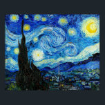 Poster A Noite Estrelada - Van Gogh<br><div class="desc">A Noite Estrelada é um óleo na pintura de canvas do pintor holandês Poste-impressionista Vincent van Gogh. Pintado em junho de 1889,  mostra a visão da janela voltada para leste do seu asilo na Santo-Rémy-de-Provence,  pouco antes do nascer do sol,  com a adição de uma vila imaginária</div>