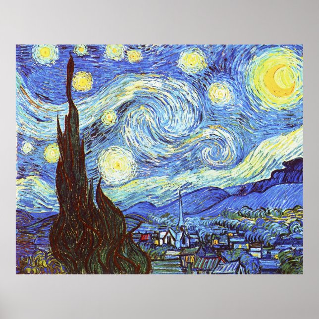 Póster A Noite Estrelada, Vincent van Gogh (Frente)