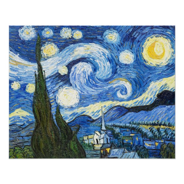 Póster A Noite Estrelada - Vincent van Gogh (Frente)